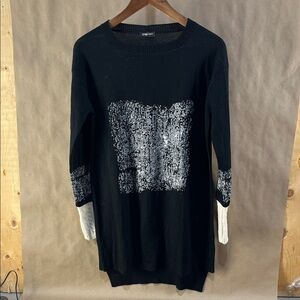 Crea Concept Black & White Graphic Long Sweatshirt (Women’s Size 38)